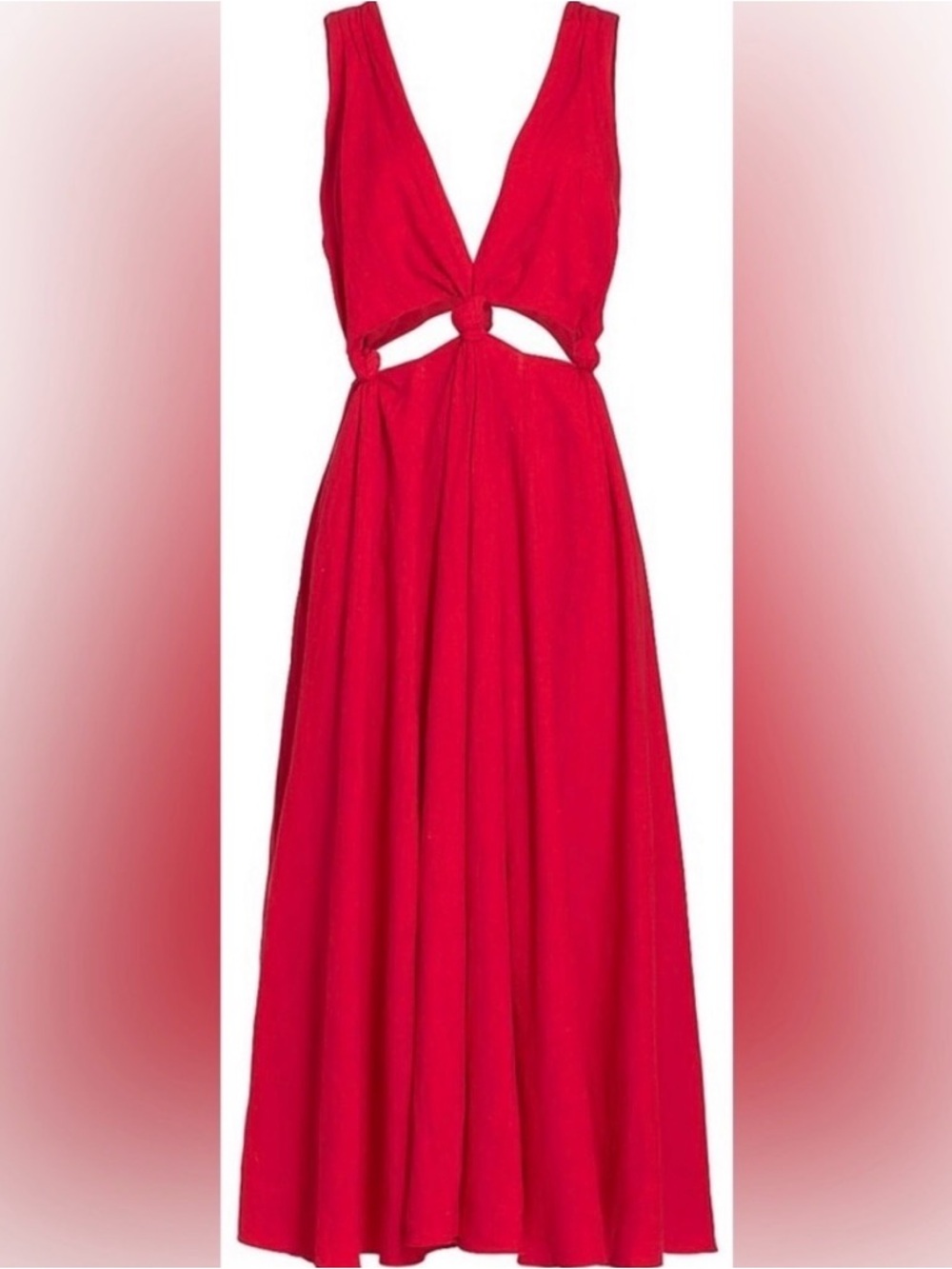 FARM Rio Red Knot-Front Cutout Midi Dress - Picture 2 of 6
